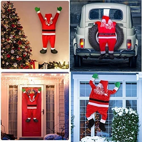 COTTNY 3.5/5.5 FT Large Christmas Hanging Santa Decoration,Hanging Santa Claus Christmas Decorations for Indoor Outdoor Home Door Wall Windows Car Stairwells Roofs Decoration