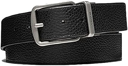 COACH Belt, Wide Harness Cut, Size Reversible, Pebble Leather, Black/Brown