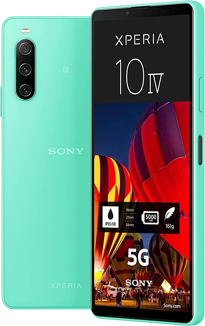 Move the mouse over the image to enlarge the image Sony Xperia 10 IV (5G Smartphone, 6 Inch, OLED Display, Triple Camera, 3.5mm Audio Interface, Android 12, Dual SIM Hybrid, 24+6 Months Warranty) Mint