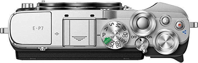 The body of OLYMPUS PEN E-P7 is silver